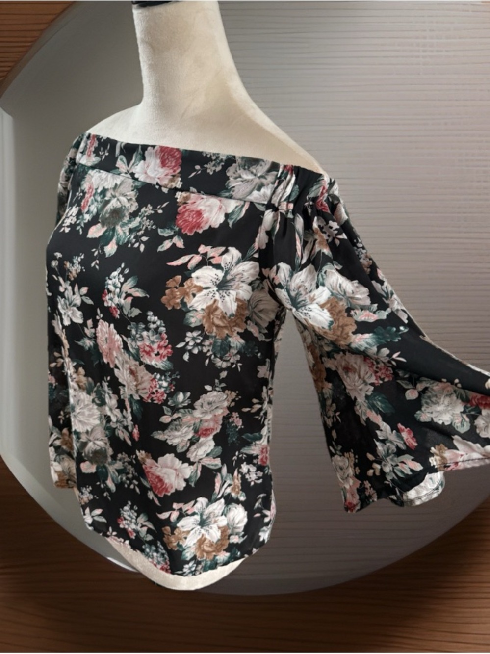 Alythea Black Floral Off-Shoulder Blouse